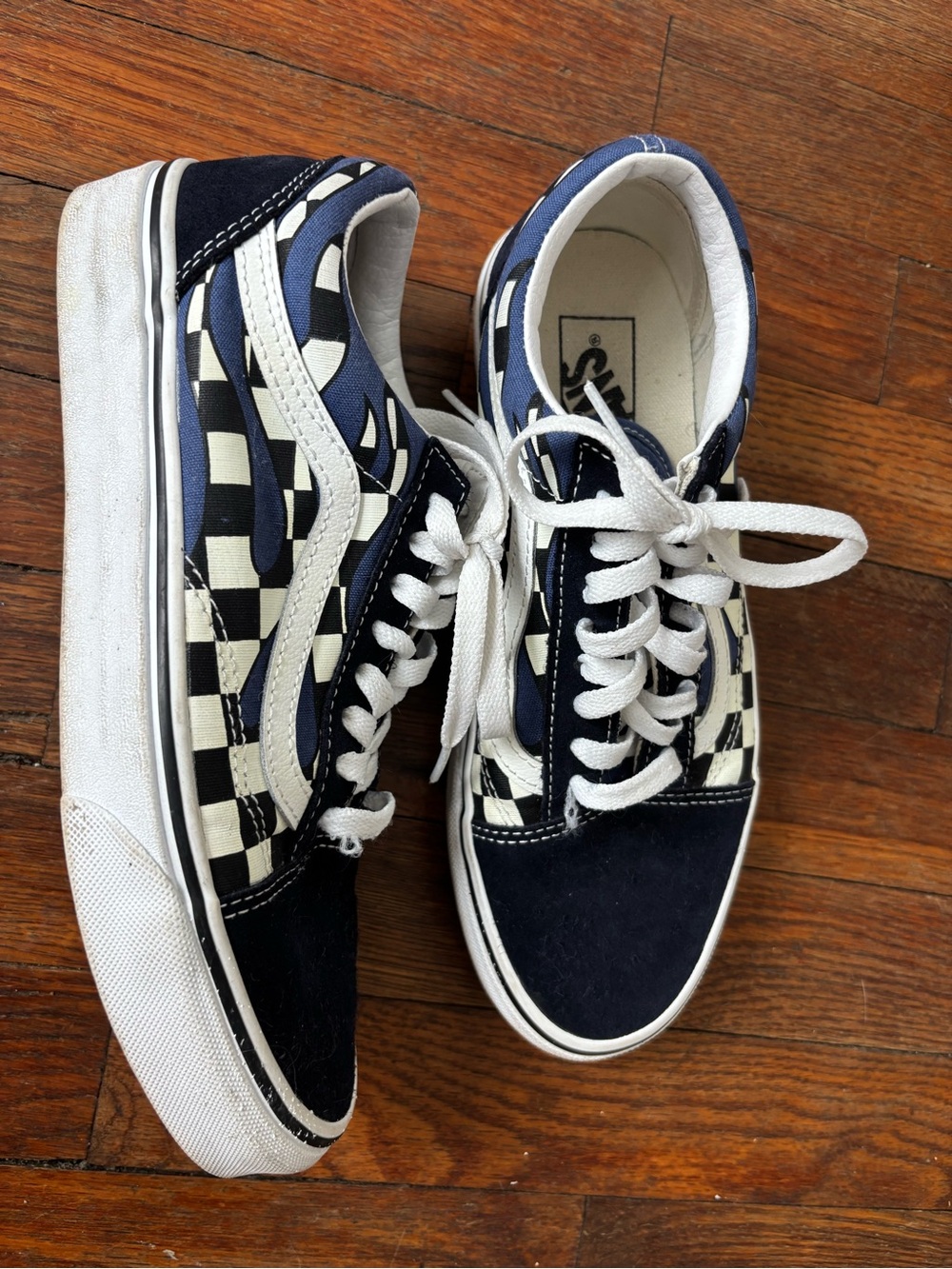 Vans Checkerboard Wave Old Skool Sneakers - Navy, Black & White